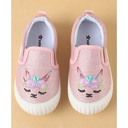 Cute Walk by Babyhug Slip On Casual Shoes with Kitty Embroidery - Pink