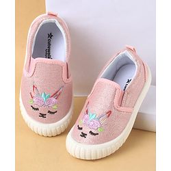 Cute Walk by Babyhug Slip On Casual Shoes with Kitty Embroidery - Pink