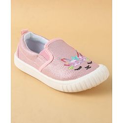 Cute Walk by Babyhug Slip On Casual Shoes with Kitty Embroidery - Pink