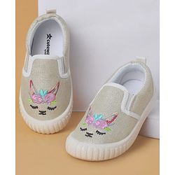 Cute Walk by Babyhug Slip On Casual Shoes with Kitty Embroidery - Pink