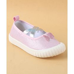 Cute Walk by Babyhug Slip On Casual Shoes with Bow Applique - Glitter Pink