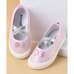 Cute Walk by Babyhug Slip On Casual Shoes with Bow Applique - Glitter Pink