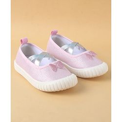 Cute Walk by Babyhug Slip On Casual Shoes with Bow Applique - Glitter Pink