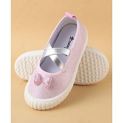Cute Walk by Babyhug Slip On Casual Shoes with Bow Applique - Glitter Pink