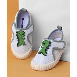 Cute Walk by Babyhug Casual Shoes with Velcro Closure And  Dino Applique - White