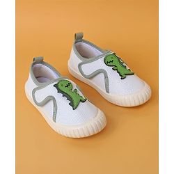 Cute Walk by Babyhug Casual Shoes with Velcro Closure And  Dino Applique - White