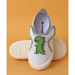 Cute Walk by Babyhug Casual Shoes with Velcro Closure And  Dino Applique - White