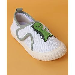 Cute Walk by Babyhug Casual Shoes with Velcro Closure And  Dino Applique - White