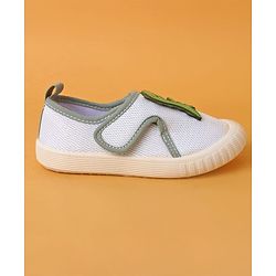 Cute Walk by Babyhug Casual Shoes with Velcro Closure And  Dino Applique - White