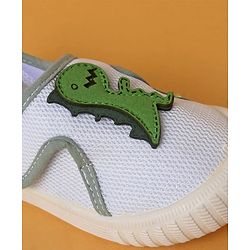Cute Walk by Babyhug Casual Shoes with Velcro Closure And  Dino Applique - White