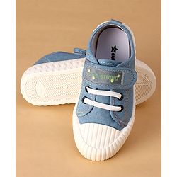 Cute Walk by Babyhug Canvas Velcro Closure Casual Shoes With Lace Detailing - Light Blue