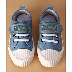 Cute Walk by Babyhug Canvas Velcro Closure Casual Shoes With Lace Detailing - Light Blue