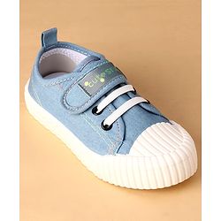 Cute Walk by Babyhug Canvas Velcro Closure Casual Shoes With Lace Detailing - Light Blue