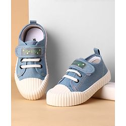 Cute Walk by Babyhug Canvas Velcro Closure Casual Shoes With Lace Detailing - Light Blue