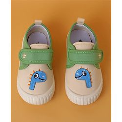 Cute Walk by Babyhug Casual Shoes with Velcro Closure & Dino Applique - Green