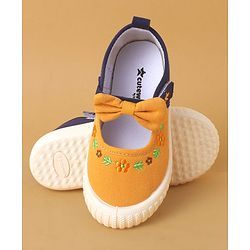 Cute Walk by Babyhug Velcro Closure Shoes With Floral Applique - Yellow