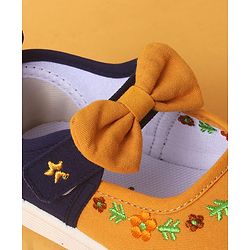 Cute Walk by Babyhug Velcro Closure Shoes With Floral Applique - Yellow
