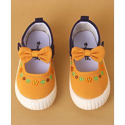Cute Walk by Babyhug Velcro Closure Shoes With Floral Applique - Yellow