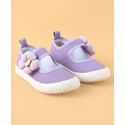 Cute Walk by Babyhug Casual Shoes with Velcro Closure & Floral Applique - Purple