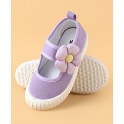 Cute Walk by Babyhug Casual Shoes with Velcro Closure & Floral Applique - Purple