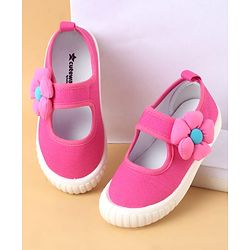 Cute Walk by Babyhug Casual Shoes with Velcro Closure & Floral Applique - Purple