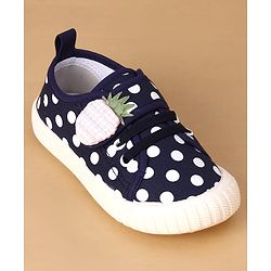 Cute Walk by Babyhug Velcro Closure Casual Shoes With Polka Dot Print - Navy Blue