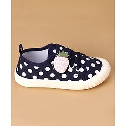 Cute Walk by Babyhug Velcro Closure Casual Shoes With Polka Dot Print - Navy Blue