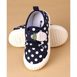 Cute Walk by Babyhug Velcro Closure Casual Shoes With Polka Dot Print - Navy Blue