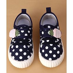 Cute Walk by Babyhug Velcro Closure Casual Shoes With Polka Dot Print - Navy Blue