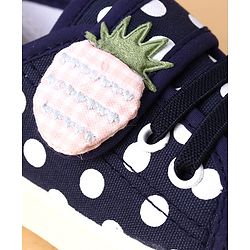 Cute Walk by Babyhug Velcro Closure Casual Shoes With Polka Dot Print - Navy Blue