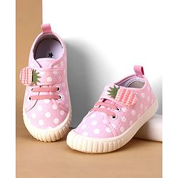 Cute Walk by Babyhug Velcro Closure Casual Shoes With Polka Dot Print - Navy Blue
