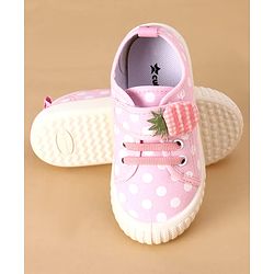 Cute Walk by Babyhug Velcro Closure Casual Shoes With Polka Dot Print - Navy Blue