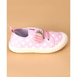 Cute Walk by Babyhug Velcro Closure Casual Shoes With Polka Dot Print - Navy Blue