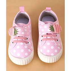 Cute Walk by Babyhug Velcro Closure Casual Shoes With Polka Dot Print - Navy Blue