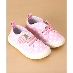 Cute Walk by Babyhug Velcro Closure Casual Shoes With Polka Dot Print - Navy Blue