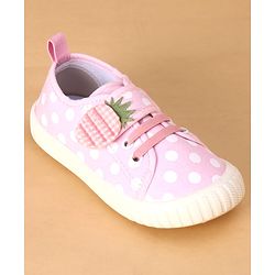 Cute Walk by Babyhug Velcro Closure Casual Shoes With Polka Dot Print - Navy Blue