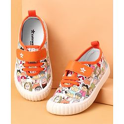 Cute Walk by Babyhug Casual Shoes With Velcro Closure & Face Print - Orange