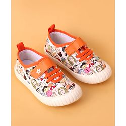 Cute Walk by Babyhug Casual Shoes With Velcro Closure & Face Print - Orange