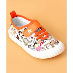 Cute Walk by Babyhug Casual Shoes With Velcro Closure & Face Print - Orange