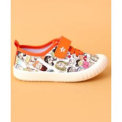 Cute Walk by Babyhug Casual Shoes With Velcro Closure & Face Print - Orange