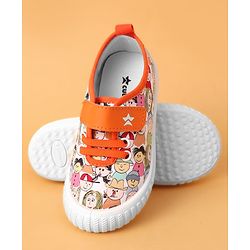 Cute Walk by Babyhug Casual Shoes With Velcro Closure & Face Print - Orange