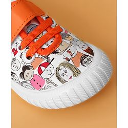 Cute Walk by Babyhug Casual Shoes With Velcro Closure & Face Print - Orange