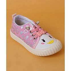 Cute Walk by Babyhug Casual Shoes with Lace Closure And Heart Print - Pink