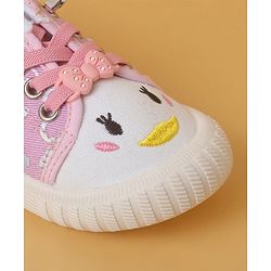 Cute Walk by Babyhug Casual Shoes with Lace Closure And Heart Print - Pink