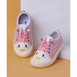 Cute Walk by Babyhug Casual Shoes with Lace Closure And Heart Print - Pink