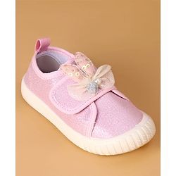 Cute Walk by Babyhug Casual Shoes with Velcro Closure And Bow Applique - Pink