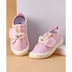 Cute Walk by Babyhug Casual Shoes with Velcro Closure And Bow Applique - Pink