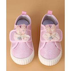 Cute Walk by Babyhug Casual Shoes with Velcro Closure And Bow Applique - Pink