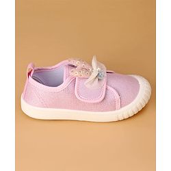 Cute Walk by Babyhug Casual Shoes with Velcro Closure And Bow Applique - Pink