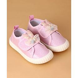 Cute Walk by Babyhug Casual Shoes with Velcro Closure And Bow Applique - Pink